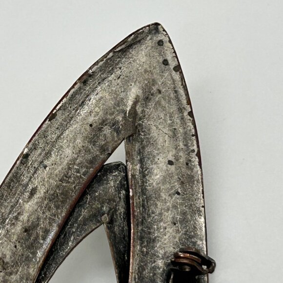 Vintage Eye-Shaped Silver-Tone Brooch With Black acrylic "Evil Eye" Cabochon For - Picture 14 of 16